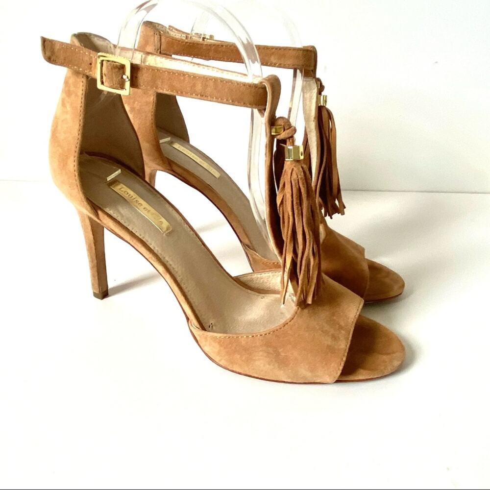 Louise Et Cie Tan Suede Tassel Fringe High Heels size 9